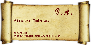 Vincze Ambrus névjegykártya